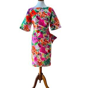 Plus Size Cocktail Dress 1X Retro 60s Style Semi Formal 16W Fall Floral Eshakti